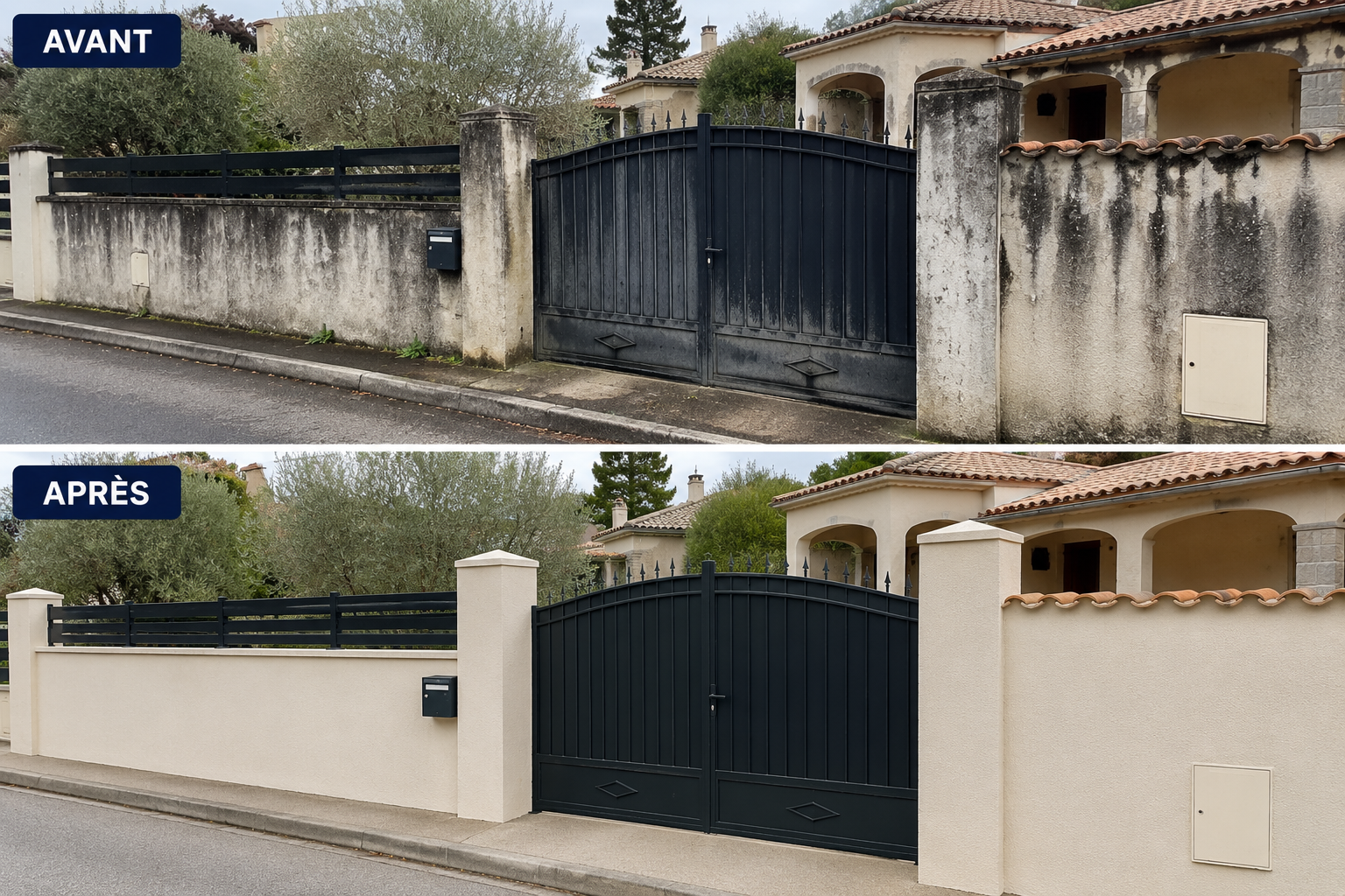 Application d'un nouveau revêtement de façade à Nozay