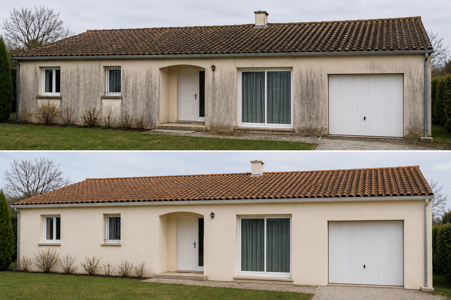 Fissures visibles sur une façade avant ravalement